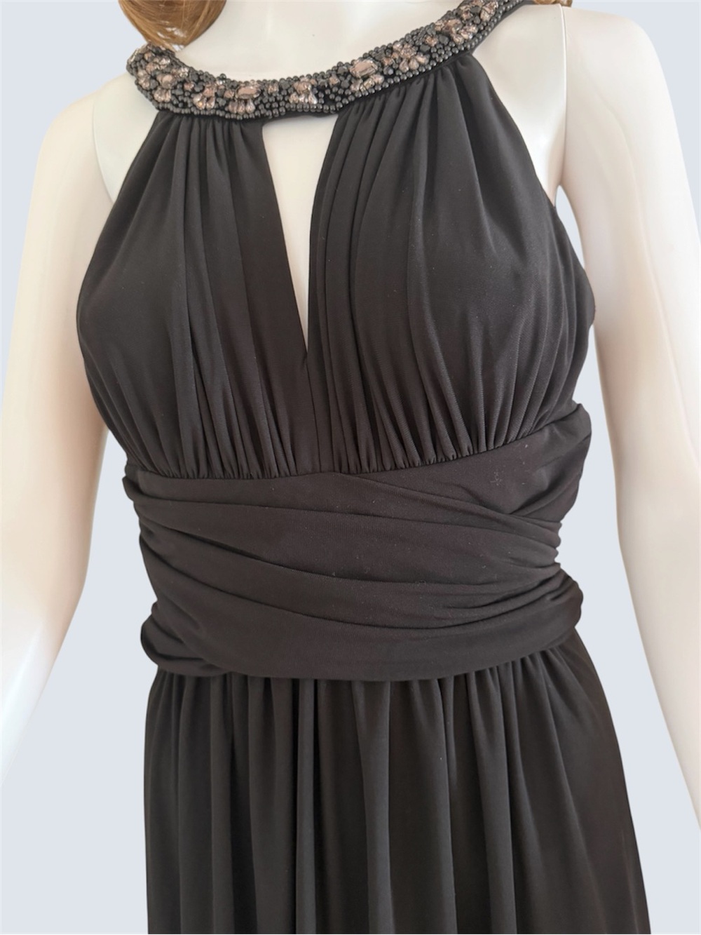 Eliza J Black Embellished Halter Maxi Dress Evening Gown Size 6